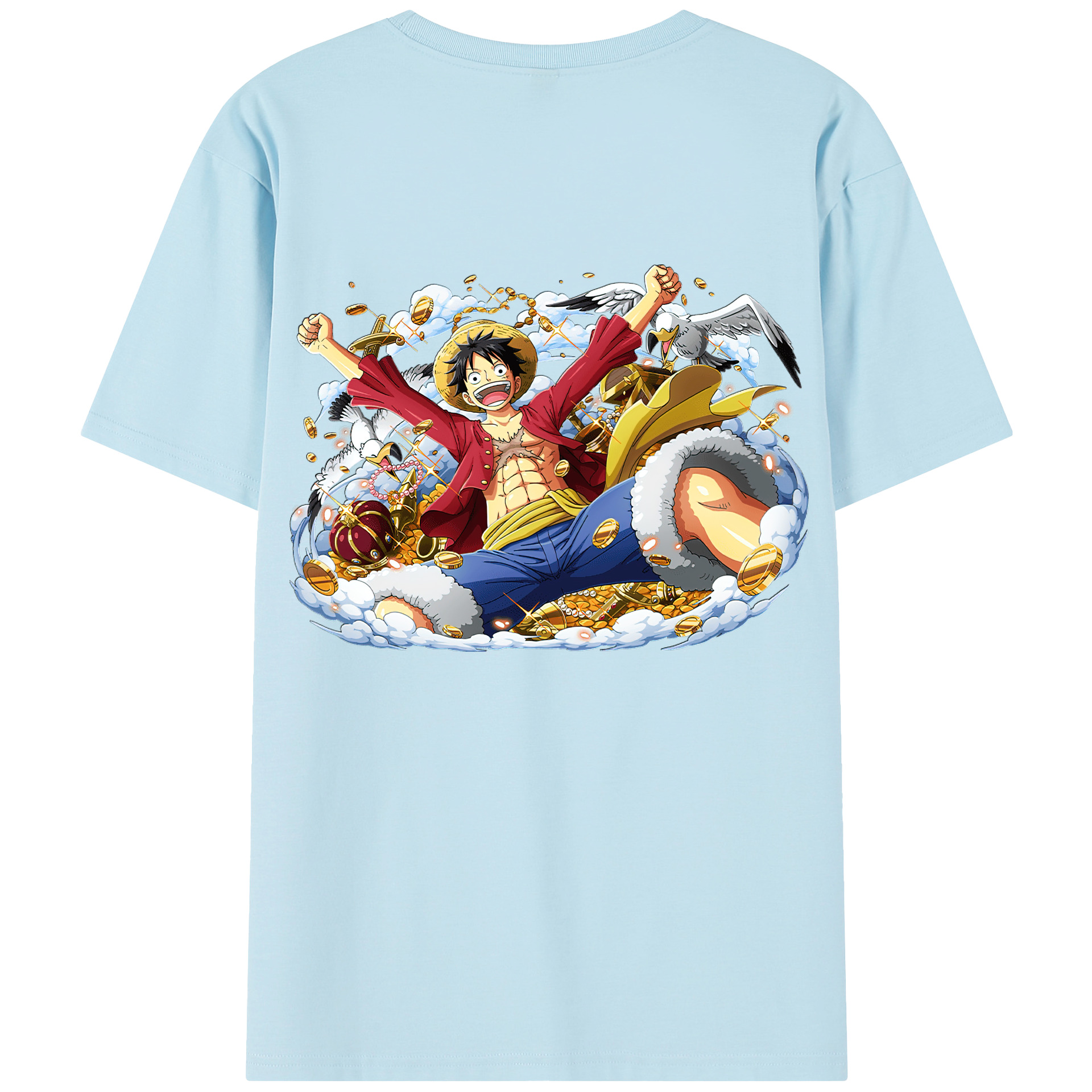 ワンピース モンキー・D・ルフィ ONE PIECE Monkey D. Luffy 綿100％半袖Tシャツ（背面プリント）